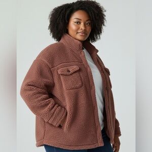 32 Degrees XL Pink Fleece Overshirt Jacket Cozy Sherpa